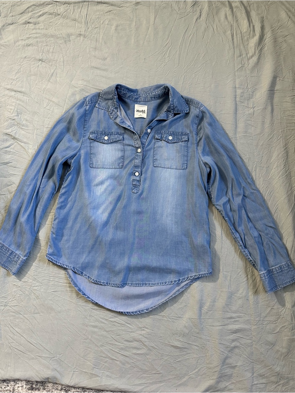Mudd Light Blue Denim Pullover Shirt for Kids